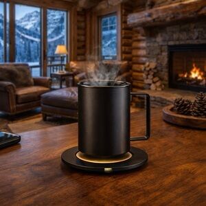 Smart Gear Matte Black Insulated Coffee Mug with Warmer Base 12 Oz.